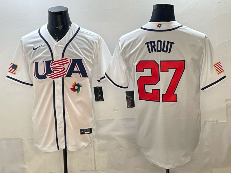 Men 2026 World Cub USA #27 Trout White Game Nike MLB Jersey style 008->more jerseys->MLB Jersey
